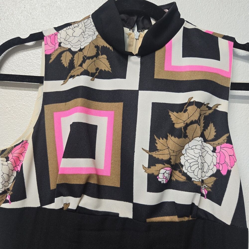 Rare Vintage 60s 70s Frederick's of Hollywood Mod Geometric Maxi Hostess Dress